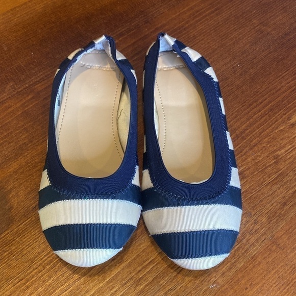 JCrew "crew cuts" navy blue/cream stripe ballet flats 65875 Size 3 - Picture 5 of 13